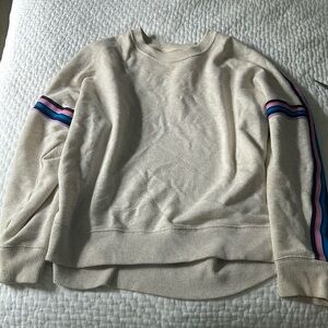 Cream/striped slightly cropped crewneck - aerie - size M